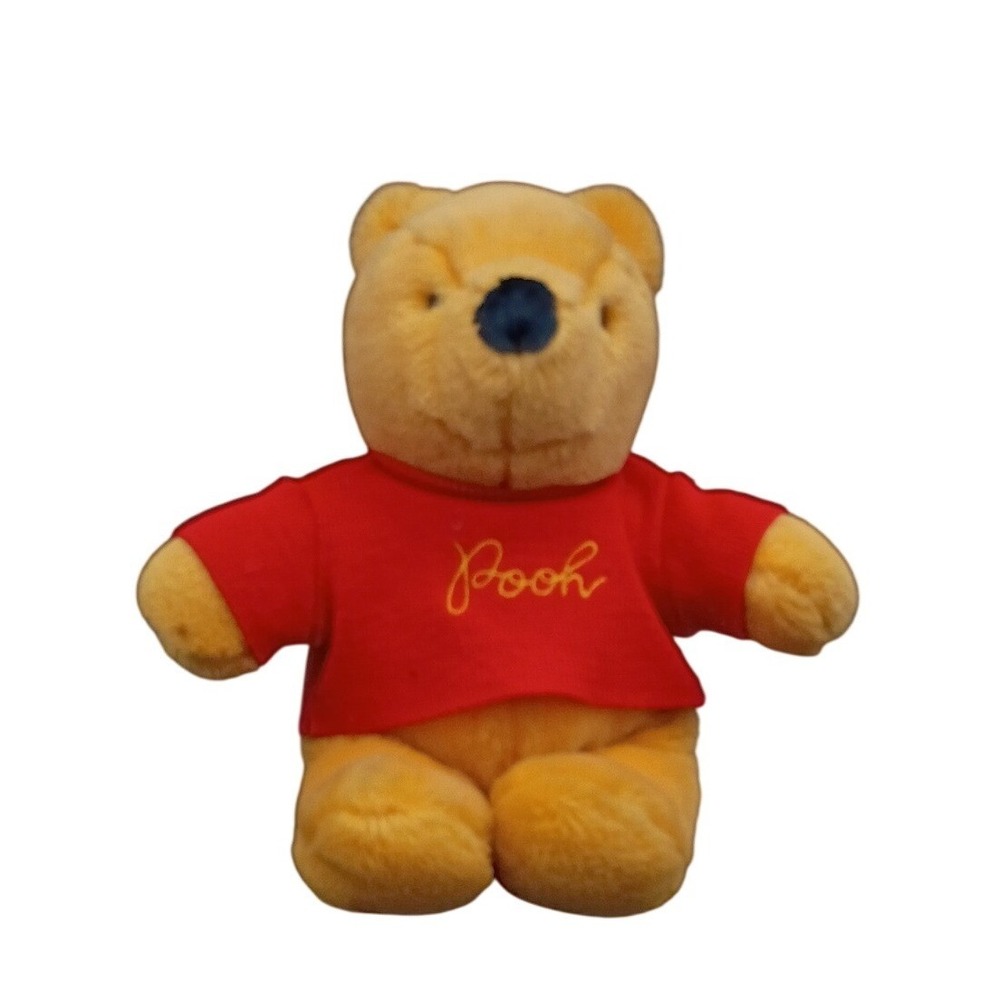 Disney Winnie the Pooh Plush Stuffed Animal Classic Red Shirt Yellow Bear Toy